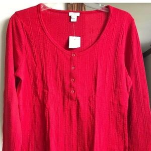 J Crew New w/tags Red Henley Scoop New Top - Med